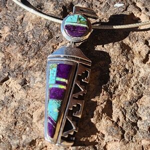Sterling Silver Turquoise Inlaid Necklace
